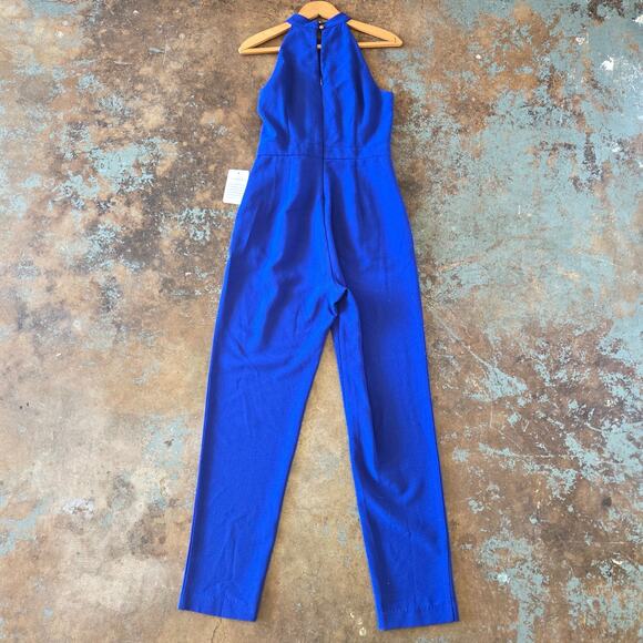 Julia Jordan Royal Blue High Neck Jumpsuit Size 2 NWT Crepe Pockets Ankle Length - Picture 9 of 10
